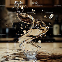 Dynamic Water Splash on Marble Surface