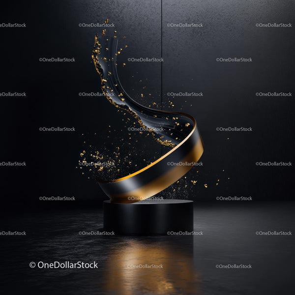 Elegant Black and Gold Abstract Sculpture Design