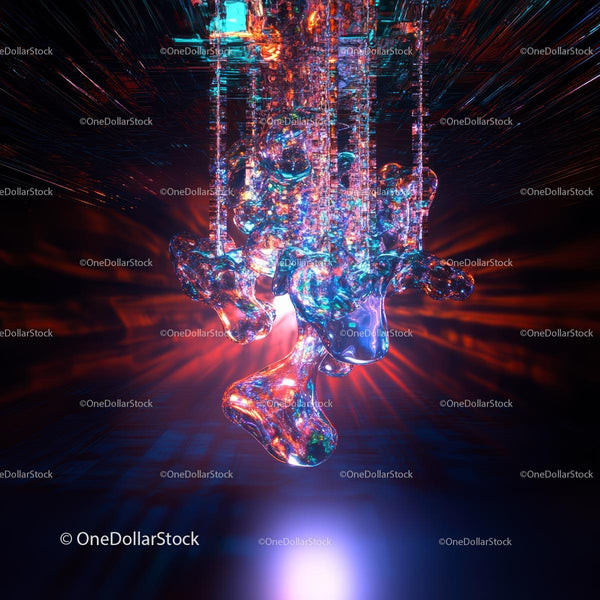 Futuristic Abstract Art with Glowing Iridescent Shapes