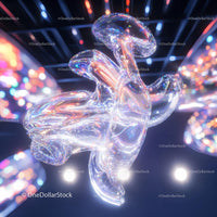 Futuristic Glass Sculpture with Neon Light Accents