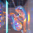 Holographic Abstract Sculpture with Shimmering Neon Glow