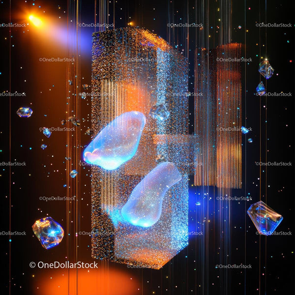 Futuristic Abstract Art with Vibrant Colors and Glowing Shapes