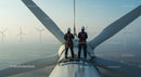 Technicians Maintaining Wind Turbine at Wind Farm