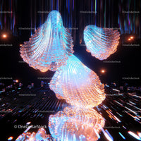 Futuristic Iridescent Shapes with Vibrant Light Effects