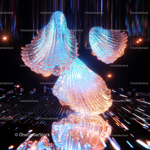 Futuristic Iridescent Shapes with Vibrant Light Effects