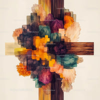 Vibrant Abstract Geometric Shapes with Watercolor Effect