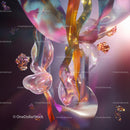 Vibrant Abstract Ribbons and Iridescent Spheres in Motion