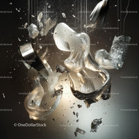 Dynamic Abstract Glass Sculpture with Shattered Elegance