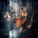Modern Abstract Art Installation with Metallic Elements