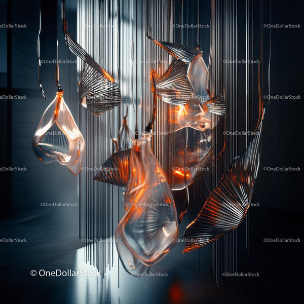 Modern Abstract Art Installation with Metallic Elements