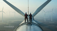 Technicians Maintaining Wind Turbine at Wind Farm