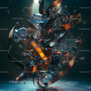 Dynamic Abstract Sculpture with Ribbons and Sparkles