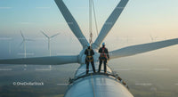 Technicians Maintaining Wind Turbine at Wind Farm