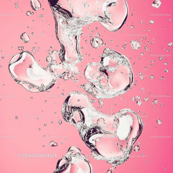 Dynamic Water Bubbles on Pink Background
