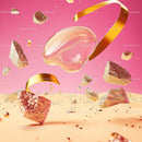Floating Gold Ribbons and Shiny Stones on Pink Background