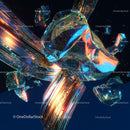 Futuristic Iridescent Abstract Art with Cosmic Elements