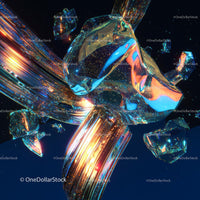 Futuristic Iridescent Abstract Art with Cosmic Elements