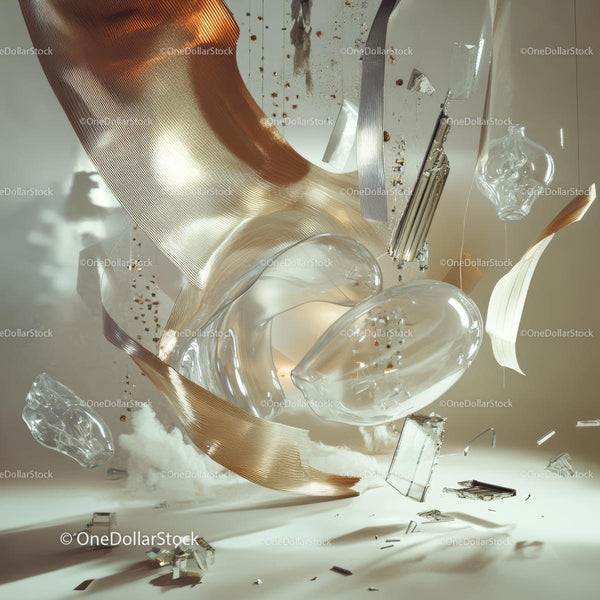 Futuristic Abstract Art with Glass and Metallic Elements