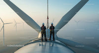 Technicians Maintaining Wind Turbine at Wind Farm