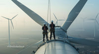 Technicians Maintaining Wind Turbine at Wind Farm