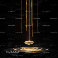 Levitating Crystal with Golden Radiant Light