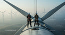 Technicians Maintaining Wind Turbine at Wind Farm
