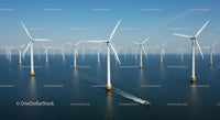 Offshore Wind Farm with Multiple Turbines in Ocean