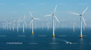 Offshore Wind Farm with Multiple Turbines in Ocean