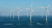 Offshore Wind Farm with Multiple Turbines in Ocean