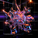 Colorful Abstract Glass Art with Vibrant Neon Lights