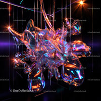 Colorful Abstract Glass Art with Vibrant Neon Lights