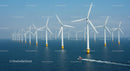 Offshore Wind Farm with Turbines in Blue Ocean Waters