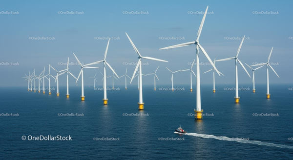Morska Farma Wiatrowa z Turbinami na Błękitnych Wodach Oceanu