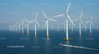 Offshore Wind Farm with Multiple Turbines in Ocean