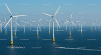 Offshore Wind Farm with Multiple Turbines in Ocean