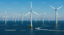 Offshore Wind Farm with Turbines in Blue Ocean