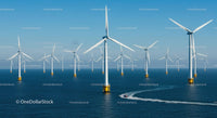 Offshore Wind Farm with Multiple Turbines in Ocean