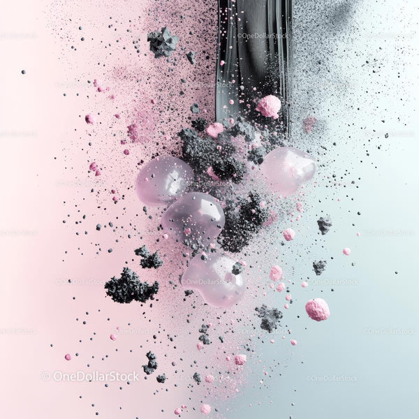Dynamic Pink and Black Powder Explosion Art