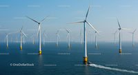 Offshore Wind Farm with Multiple Turbines in Ocean