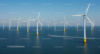 Offshore Wind Farm with Turbines in Open Sea