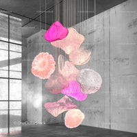 Contemporary Pink Glass Art Installation in Modern Interior