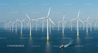 Offshore Wind Turbines in Blue Ocean