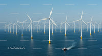 Offshore Wind Farm with Multiple Turbines in Ocean