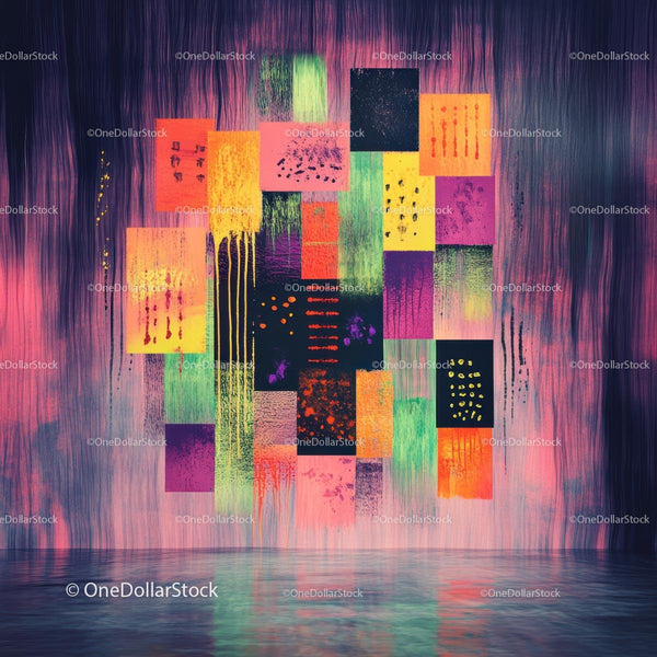 Vibrant Geometric Abstract Painting with Diverse Colors