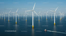 Offshore Wind Farm with Multiple Turbines in Ocean