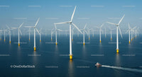 Offshore Wind Farm with Multiple Turbines in Ocean