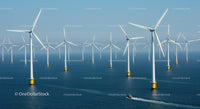 Offshore Wind Farm with Multiple Turbines in Ocean