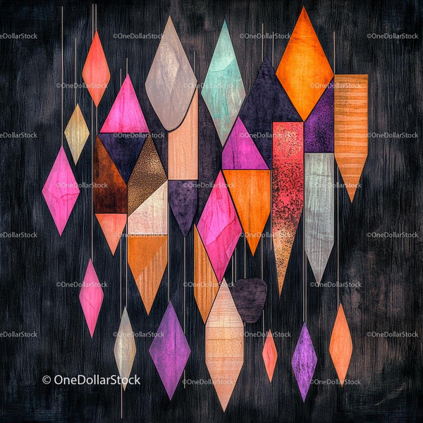 Colorful Geometric Diamond Shapes on Textured Background