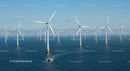 Offshore Wind Farm with Multiple Turbines in Ocean
