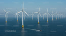 Offshore Wind Farm with Turbines in Blue Ocean
